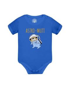 Body Bébé Manche Courte Bleu Astro-mutt Chien de Compagnie Dessin Astronaute