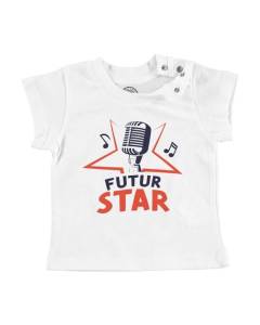 T-shirt Bébé Manche Courte Blanc Futur Star Chanteur Célébrité Rêve