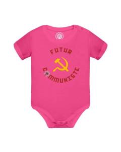 Body Bébé Manche Courte Rose Futur Communiste Politique Humour