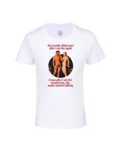 T-shirt Enfant Blanc The Trouble Adam and Eve Collage Vintage Illustration Art Humour Parodie Meme