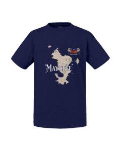 T-shirt Enfant Bleu Mayotte 976 Département Outre Mer Carte Ancienne Rare