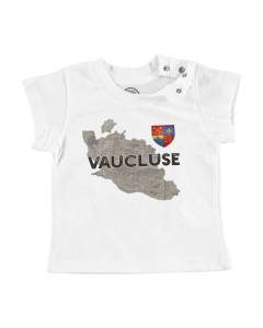 T-shirt Bébé Manche Courte Blanc Vaucluse 84 Département Avignon Carte Ancienne Rare