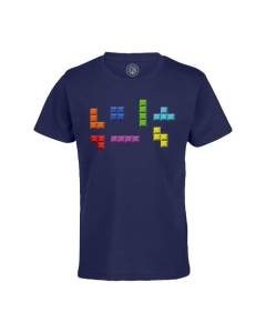 T-shirt Enfant Bleu Blocks Arcade Retro Classique Jeux Video Retro Gaming 1980