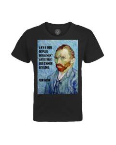 T-shirt Enfant Noir Van Gogh Citation Amour Peintre Motivation