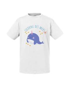T-shirt Enfant Blanc Licorne des Mers Narval Dessin Illustration Mignon