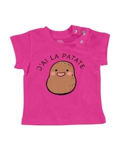 T-shirt Bébé Manche Courte Rose J'ai la Patate Expression Légumes Humour
