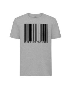 T-shirt Homme Col Rond Gris Code BarreFrançais