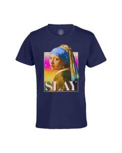 T-shirt Enfant Bleu Vermeer Slay Collage Vintage Illustration Art Humour Parodie Meme Peinture Zoomer Millenials