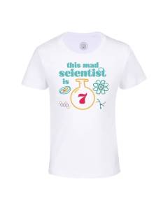 T-shirt Enfant Blanc This Mad Scientist is 7 Anniversaire Celebration Cadeau Anglais Science Theme