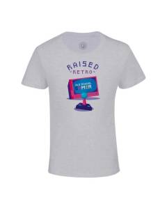 T-shirt Enfant Gris Raised Retro Gaming Jeux Video Vintage Game Classiques Arcade