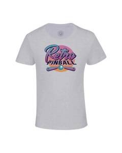 T-shirt Enfant Gris Retro Flipper Pinball Classique Bar Arcade