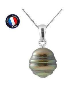PERLINEA - Collier Perle de Tahiti A+ - Cerclé 10-11 mm - Argent 925 Millièmes - Bijoux Femme