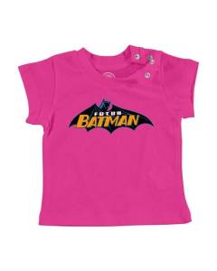 T-shirt Bébé Manche Courte Rose Futur Batman Héros Film