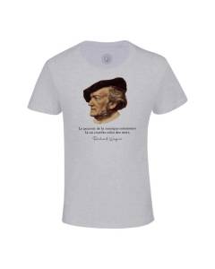 T-shirt Enfant Gris Le pouvoir de la musique Richard Wagner Citation Inspirante célébrité Art