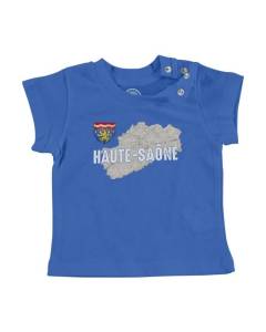 T-shirt Bébé Manche Courte Bleu Haute Saône 70 Département Carte Ancienne Bourgogne