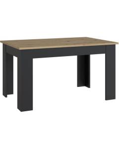 Table à manger PILVI - Style contemporain - Particules mélaminé - Décor Chêne et noir - 4/6 personnes - L 140 x P 77 x H 90 cm