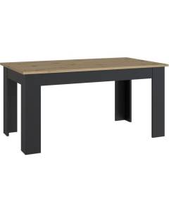 Table à manger seule PILVI - Style Contemporain - Particules mélaminé - Décor Chêne et Noir - 6 personnes - L 160 x P 77,3 x H 90 cm
