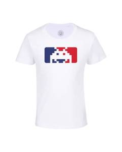 T-shirt Enfant Blanc Invader Parodie Jeux Video Retro Arcade Game Retro Pixel Art
