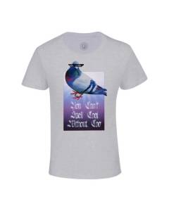 T-shirt Enfant Gris You Can't Spell Cool Collage Vintage Illustration Art Animal Pigeon Humour Puns Zoomer Streetwear Parodie