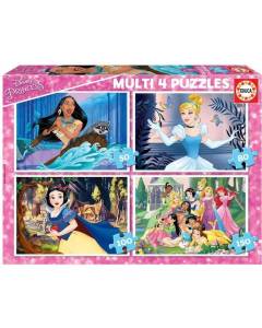 Puzzles Disney Princesses - EDUCA - Multi 4 En 1 - 100-200 pièces - Dessins animés et BD - Rose