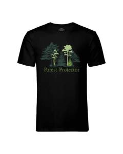 T-shirt Homme Col Rond Noir Forest Protector Protecteur de la Forêt Nature Amour