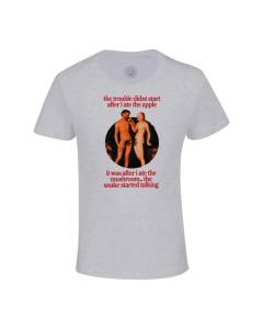 T-shirt Enfant Gris The Trouble Adam and Eve Collage Vintage Illustration Art Humour Parodie Meme