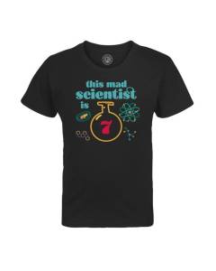 T-shirt Enfant Noir This Mad Scientist is 7 Anniversaire Celebration Cadeau Anglais Science Theme