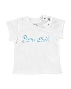 T-shirt Bébé Manche Courte Blanc Peau Lisse Blague Humour Enfant Bébé Police