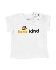 T-shirt Bébé Manche Courte Blanc Bee Kind Écologie Environnement Bio Diversité