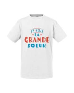 T-shirt Enfant Blanc Je Suis la Grande Soeur - Famille Fille Enfant