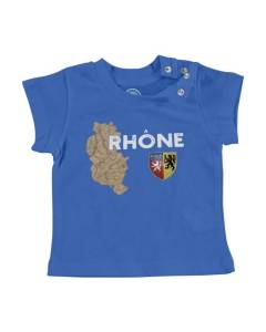 T-shirt Bébé Manche Courte Bleu Rhone 69 Departement Lyon Carte Ancienne Rare
