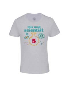 T-shirt Enfant Gris This Mad Scientist is 5 Anniversaire Celebration Cadeau Anglais Science Theme