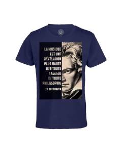T-shirt Enfant Bleu La Musique Est Une Révélation Citation Inspirante célébrité Art Beethoven Musique