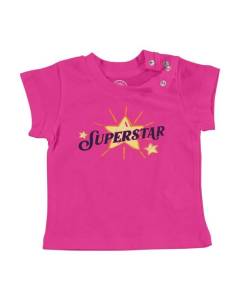 T-shirt Bébé Manche Courte Rose Superstar Hollywood Cinema Célébrité
