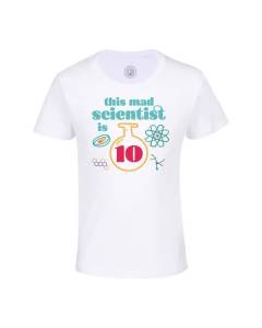T-shirt Enfant Blanc This Mad Scientist is 10 Anniversaire Celebration Cadeau Anglais Science Theme