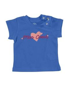 T-shirt Bébé Manche Courte Bleu Mon Coeur