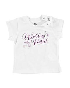 T-shirt Bébé Manche Courte Blanc Wedding Patrol Calligraphie Mariage Noces Fiancée