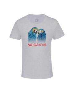T-shirt Enfant Gris Make Love Not War Perroquet Collage Vintage Illustration Art Animal Oiseau Hippie