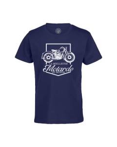 T-shirt Enfant Bleu La Meilleure Motarde du Monde Moto Femme Cafe Racer Big Bike