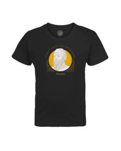 T-shirt Enfant Noir La Sagesse Commence Dans L'émerveillement Socrates Citation Philosophie