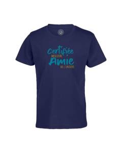 T-shirt Enfant Bleu Certifiée meilleure Amie de l'univers Fille Amie Copine Amitié