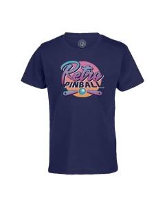 T-shirt Enfant Bleu Retro Flipper Pinball Classique Bar Arcade
