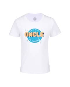 T-shirt Enfant Blanc Certifié meilleur Oncle de l'univers Cercle Famille Oncle
