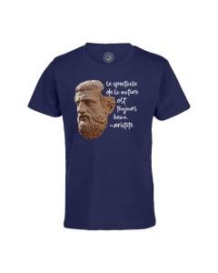 T-shirt Enfant Bleu Le Spectacle de la Nature est Toujours Beau Aristote Citation Philosophie
