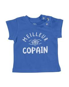 T-shirt Bébé Manche Courte Bleu Meilleur Copain Fils Amitié Copain BFF