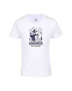T-shirt Enfant Blanc Le Meilleur Randonneur du Monde Rando Marche Montagne Randonnée