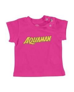 T-shirt Bébé Manche Courte Rose Aquaman Super Héros BD Film Geek