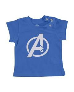 T-shirt Bébé Manche Courte Bleu Avengers Super Héros BD Film Geek