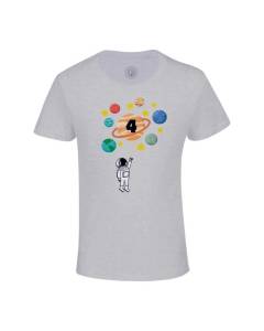 T-shirt Enfant Gris Astronaute 4 ans Celebration Celebration Anniversaire Celebration Espace Planete Galaxie