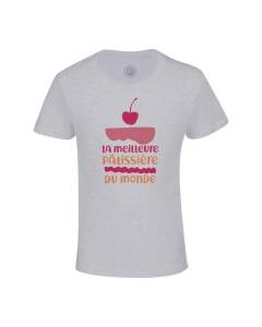 T-shirt Enfant Gris La Meilleure Patissiere du Monde Dessert Patisserie Gateau Boulangerie